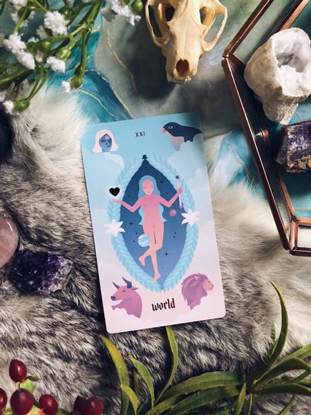 Seventh Sphere Tarot Deck - Full Bleed Cards - Modern and Minimalist Tarot de Marseille Deck with Rose Gold Foil Details and Gradient Pastels