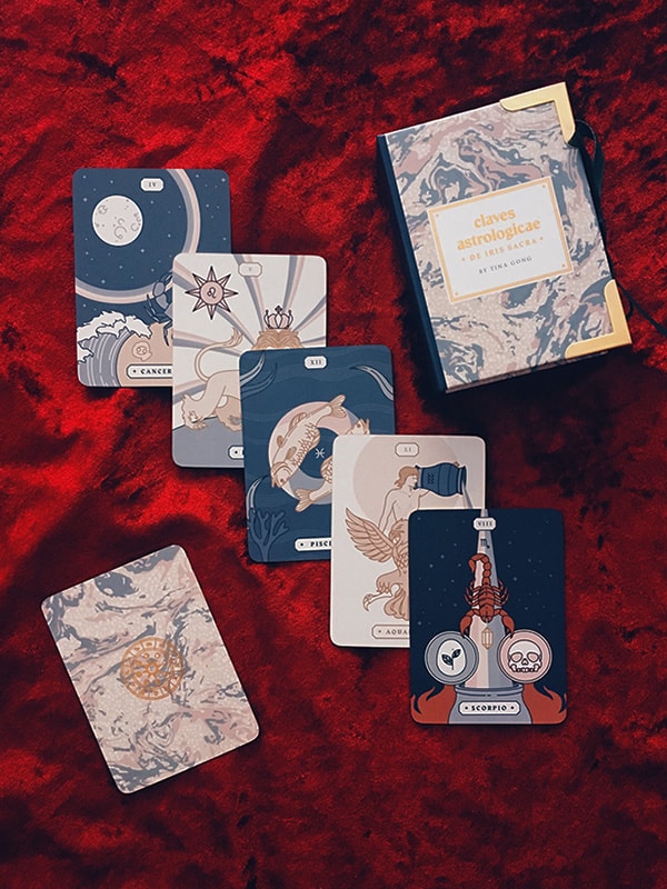 zodiac cards with box and back
