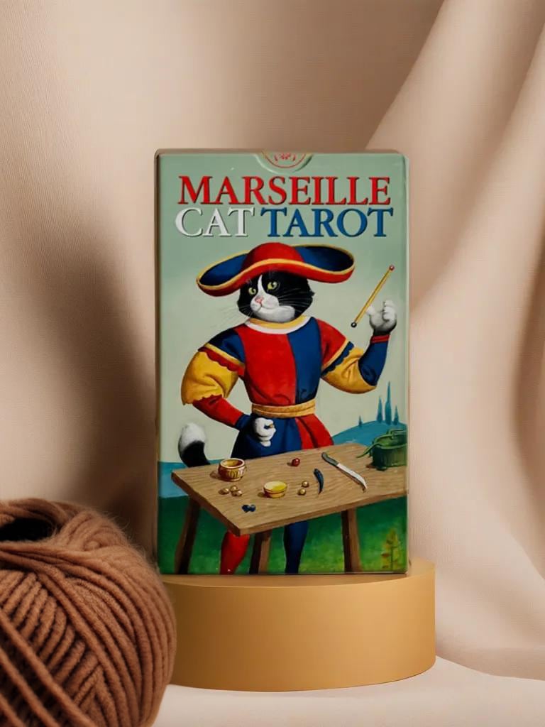 Marseille cat tarot tuck box and reversible backs