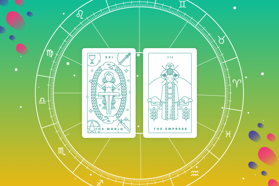 Infographic showing Tarot Birth Card calculation steps with Major Arcana cards