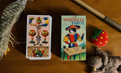 Marseille Cat Tarot - Marseille cat tarot tuck box and sample card