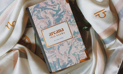 Arcana Iris Sacra Tarot Cloth: Day Edition - With card box and texture close up