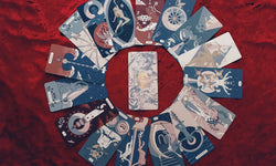 Arcana Iris Sacra Tarot Deck - Sample of major arcana cards with gold foil card back