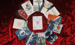 Arcana Iris Sacra Lenormand Deck - Sampling of cards and gold foiled back