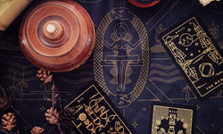 Map of the Universe Altar Cloth - With tarot cards for scale