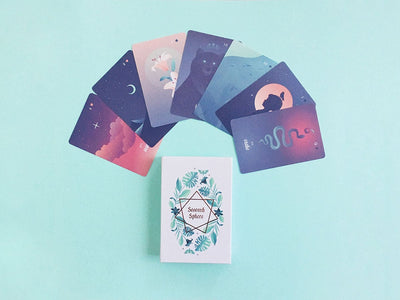 Seventh Sphere Tarot and Lenormand Set - Seventh Sphere Lenormand Cards - Box with sampling of cards.