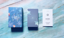 Seventh Sphere Rider Waite Smith Tarot Deck - Box with holographic details, card backs, and instructional foldout