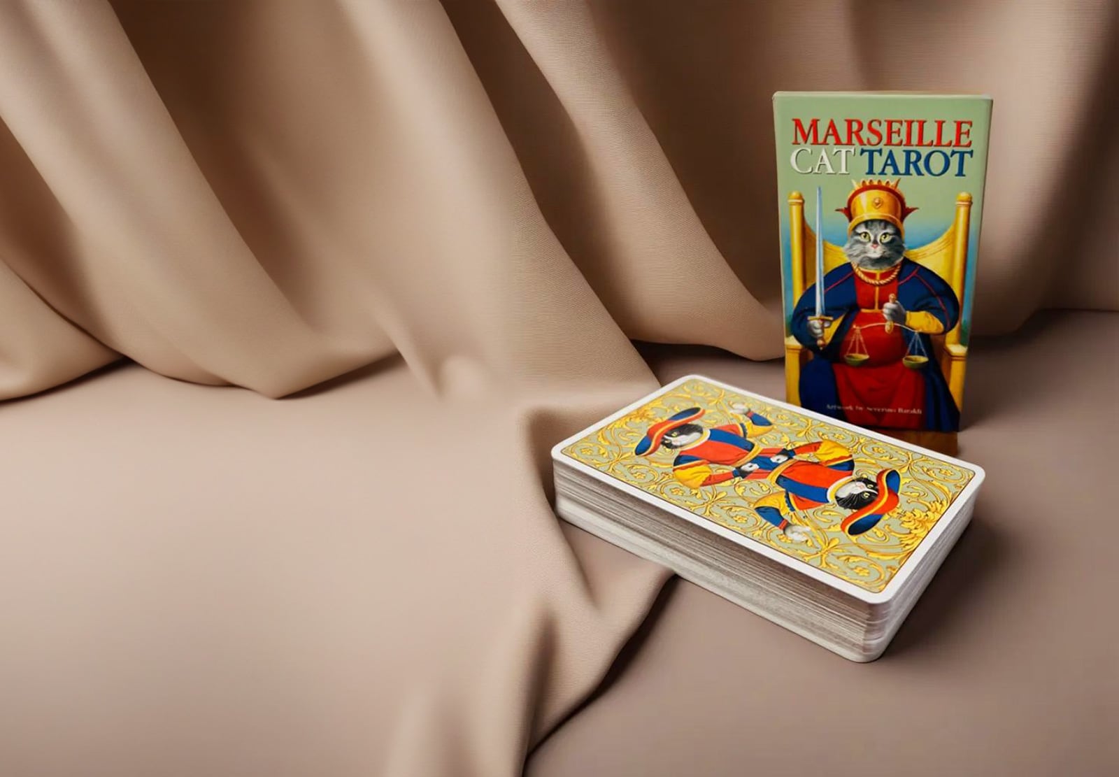 A playful, adorable cat-themed deck filled with vivid illustrations done in a classic and whimsical style by esteemed children's book and fairy tale artist Severino Baraldini. Published by Lo Scarabeo.