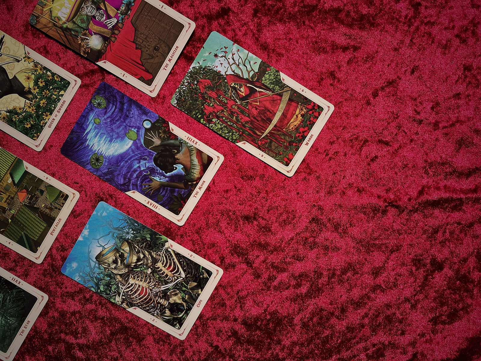 Rich with evocative imagery, the Santa Muerte tarot deck serves as a potent instrument for delving into the mystique surrounding the Day of the Dead and Santa Muerte. Published by Lo Scarabeo.